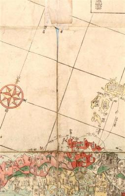 「日本郡國一覧」。地図の中央上部に「竹島」が記されている 